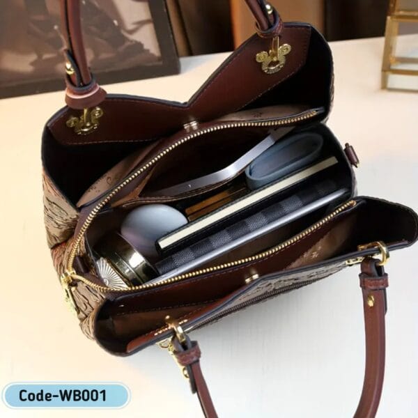 Vintage Floral PU Leather Handbag – Elegant & Timeless| WB001 - Image 4