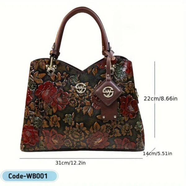 Vintage Floral PU Leather Handbag – Elegant & Timeless| WB001 - Image 6