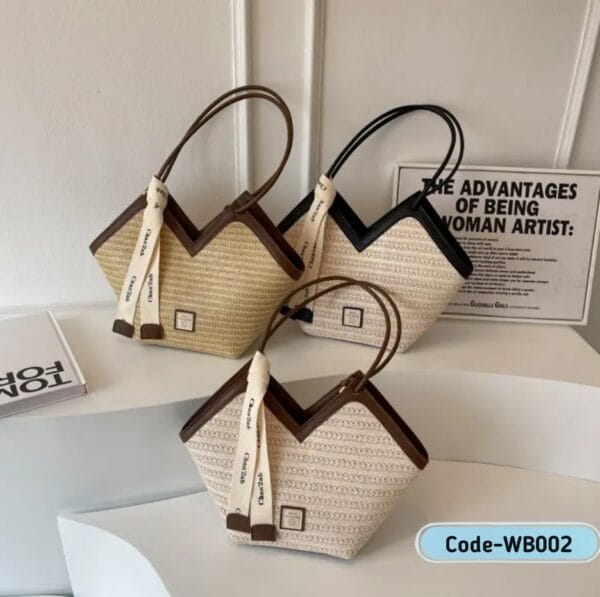 2025 Woven Tote Bag – Large Capacity Vegan Leather Shoulder Bag | WB002 - Image 2