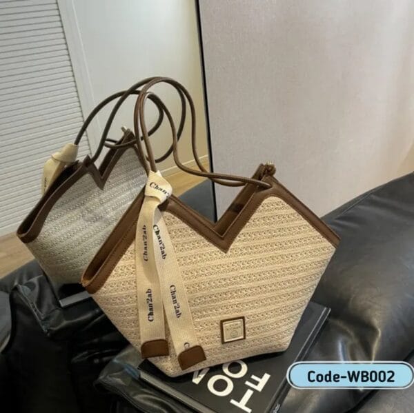2025 Woven Tote Bag – Large Capacity Vegan Leather Shoulder Bag | WB002 - Image 3