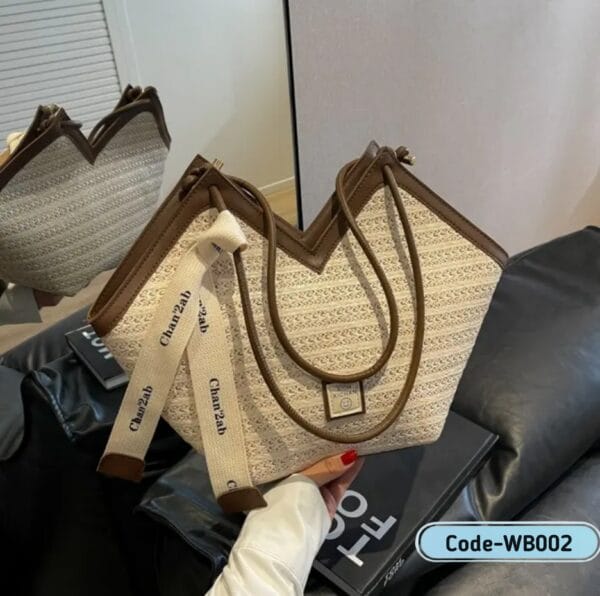 2025 Woven Tote Bag – Large Capacity Vegan Leather Shoulder Bag | WB002 - Image 6