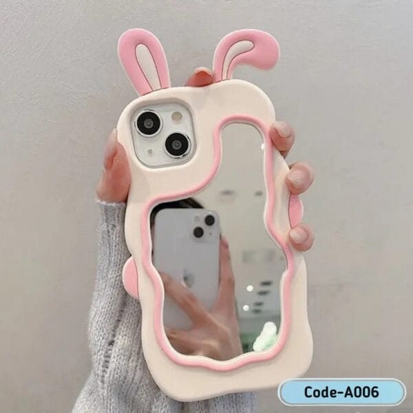 Rabbit Makeup Mirror iPhone Case – Cute & Functional | A006 - Image 4