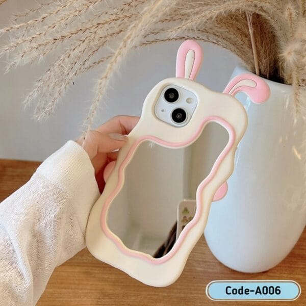Rabbit Makeup Mirror iPhone Case – Cute & Functional | A006 - Image 2