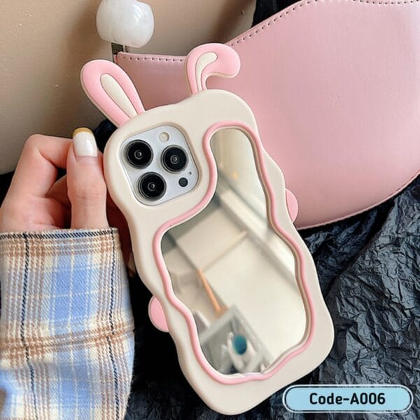 Rabbit Makeup Mirror iPhone Case – Cute & Functional | A006