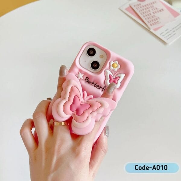 Butterfly Cartoon Cute Phone Case With Bracket Stand | A010 - Image 3