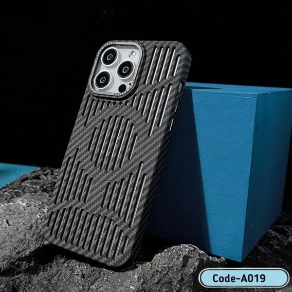 Magnetic Carbon Fiber Phone Case with Heat Dissipation For I Phone | A019 - Image 2