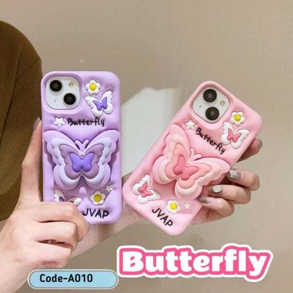 Butterfly Cartoon Cute Phone Case With Bracket Stand | A010 - Image 2
