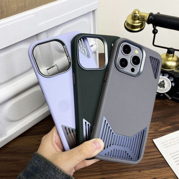 Aluminium Heat Dissipation Magnetic PU Leather Phone Case For I Phone | A030
