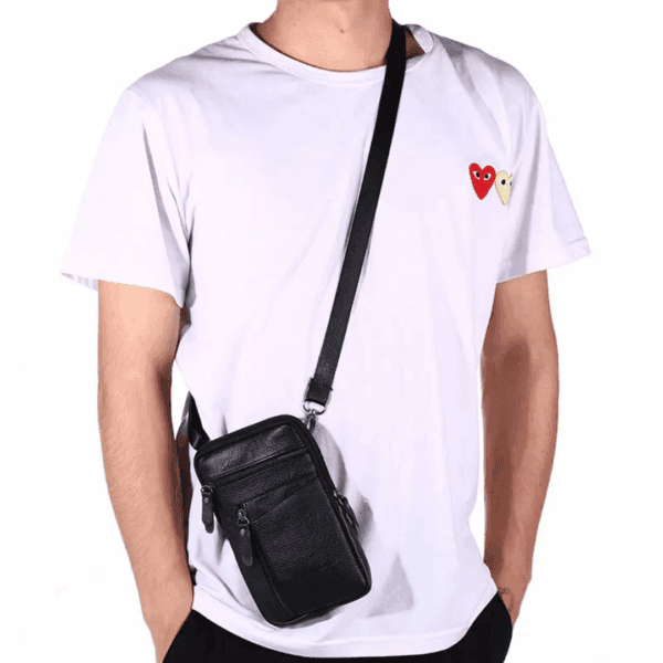 Leather Waist Bag Double Zipper | B001 - Image 7