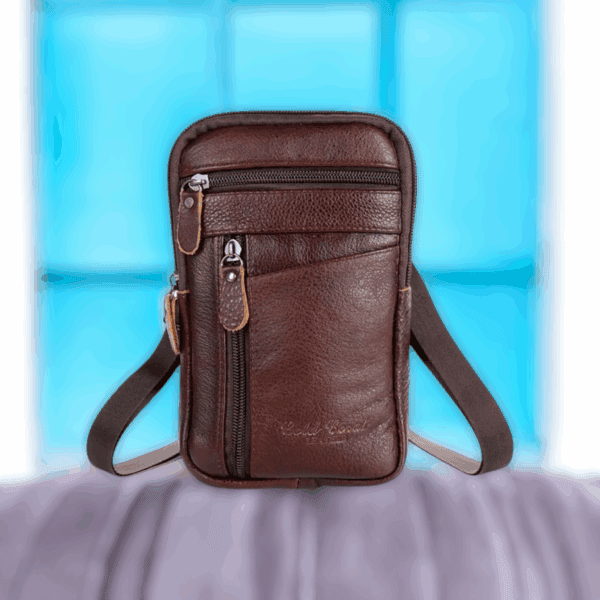 Leather Waist Bag Double Zipper | B001