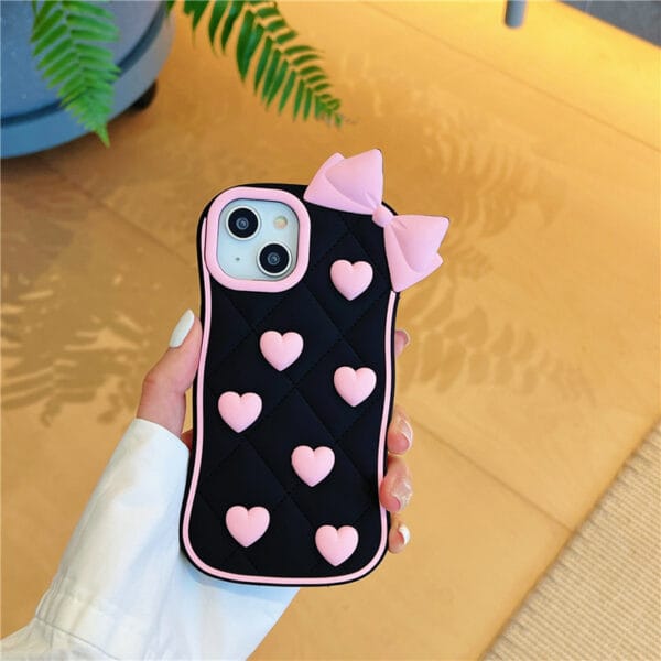 3D Pink Bow Pookie Love iPhone Case – Soft Silicone Cover - A016 - Image 4