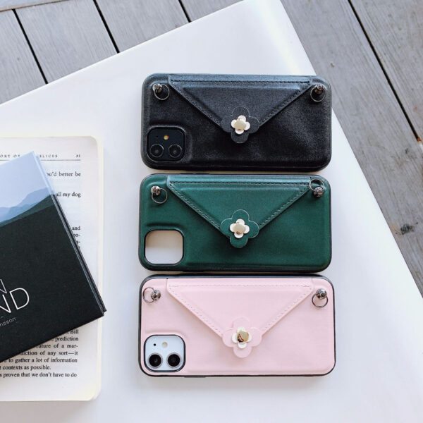 Leather Wallet Crossbody iPhone Case – Fashionable & Functional - A037 - Image 3