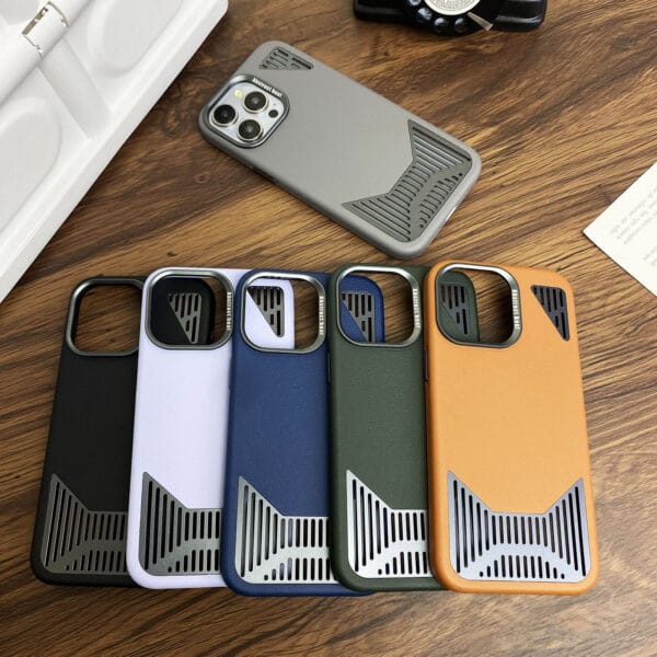 Aluminium Heat Dissipation Magnetic PU Leather Phone Case For I Phone | A030 - Image 3