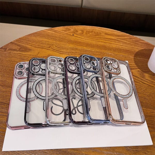 Luxury Crystal Clear Magnetic iPhone Case with Rhinestones | A002 - Image 2
