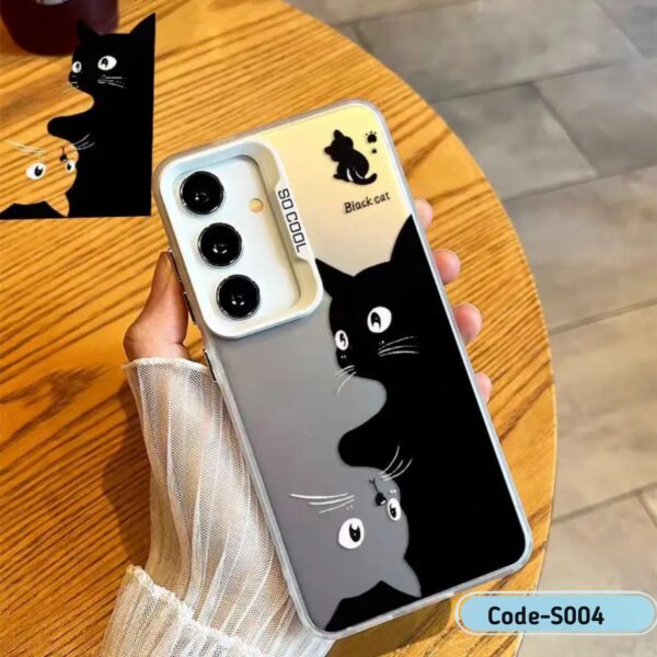 Cute Black White Cat Design Phone Case For Samsung | S004 - Image 3