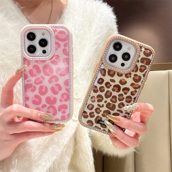 Leopard Print Adhesive Phone Case – Stylish & Protective - A029 - Image 4