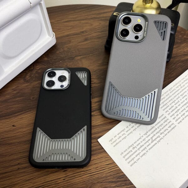 Aluminium Heat Dissipation Magnetic PU Leather Phone Case For I Phone | A030 - Image 2