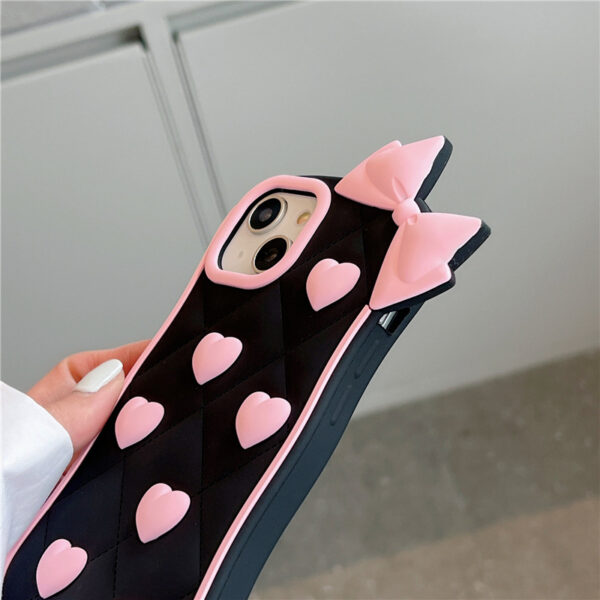 3D Pink Bow Pookie Love iPhone Case – Soft Silicone Cover - A016 - Image 2
