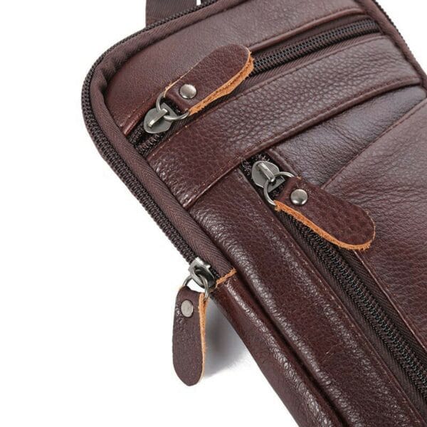 Leather Waist Bag Double Zipper | B001 - Image 4