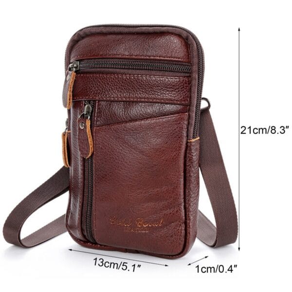 Leather Waist Bag Double Zipper | B001 - Image 5