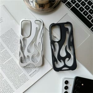 3D Flame Hollow Electroplated TPU Case – Stylish & Shockproof - S018