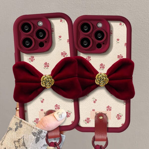 Camellia Flower Wrist‑Strap TPU Phone Case - A056 - Image 3