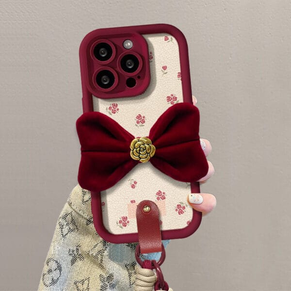 Camellia Flower Wrist‑Strap TPU Phone Case - A056 - Image 4