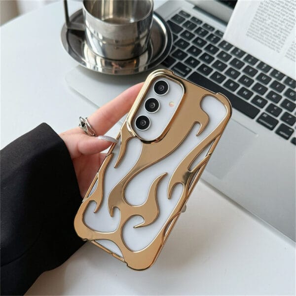 3D Flame Hollow Electroplated TPU Case – Stylish & Shockproof - S018 - Image 4