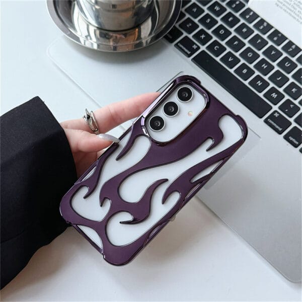 3D Flame Hollow Electroplated TPU Case – Stylish & Shockproof - S018 - Image 5