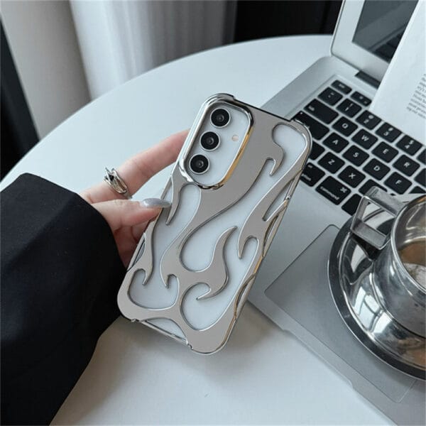 3D Flame Hollow Electroplated TPU Case – Stylish & Shockproof - S018 - Image 2