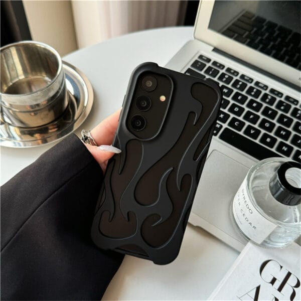 3D Flame Hollow Electroplated TPU Case – Stylish & Shockproof - S018 - Image 3